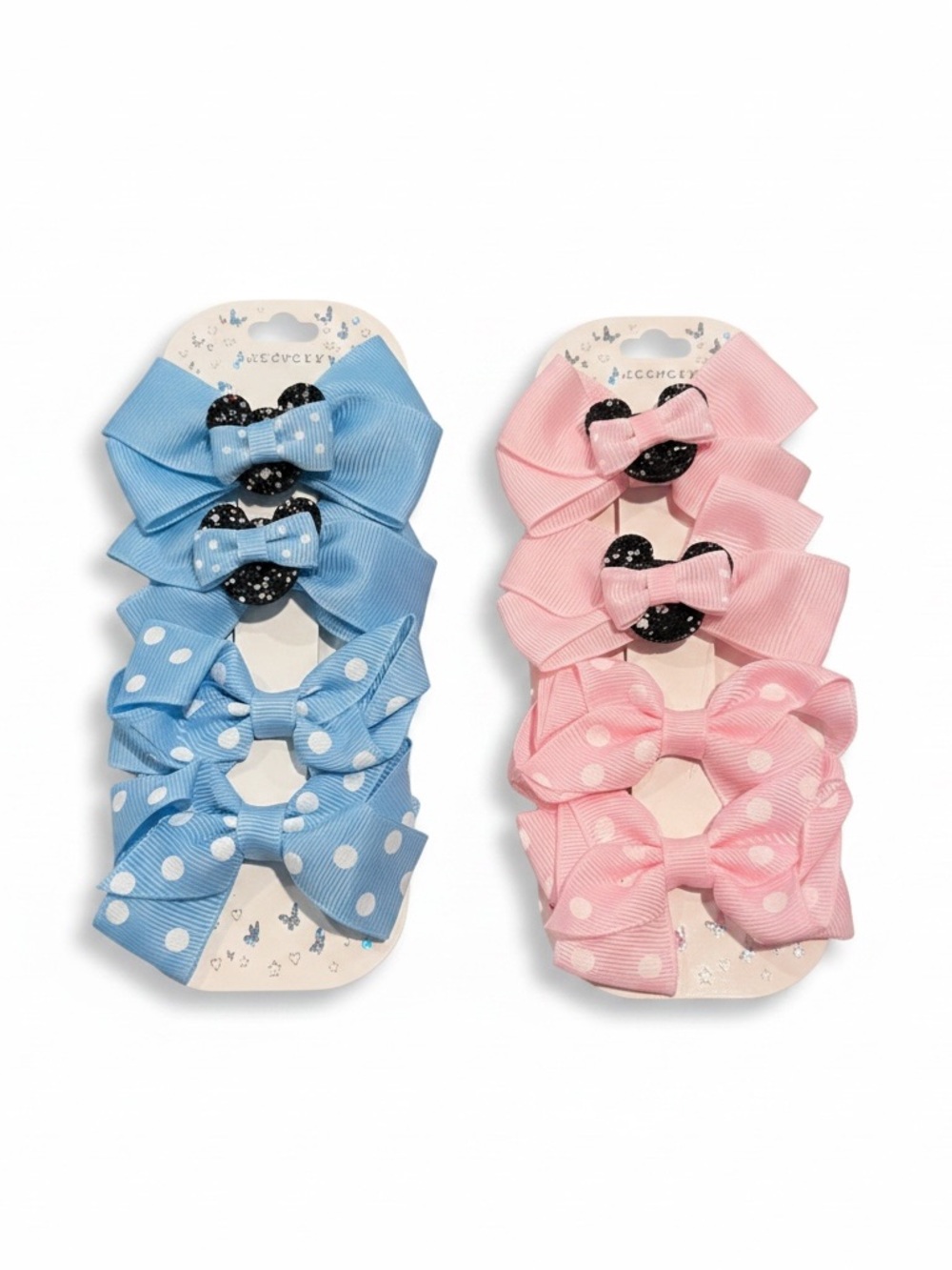 BUNDLE of 8 Disney Mickey Minnie Mouse theme Small Piggie Bow Clips Parks Outfit